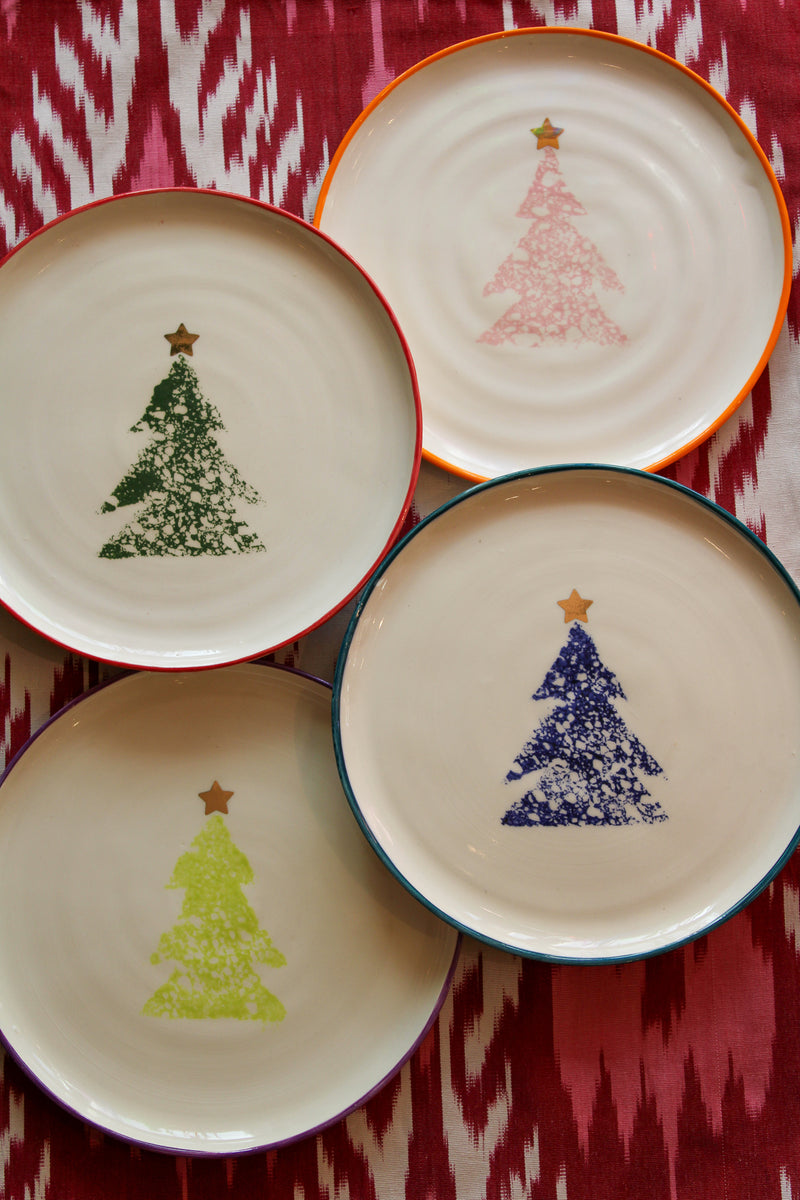XMAS TREE PLATE - Purple Rim