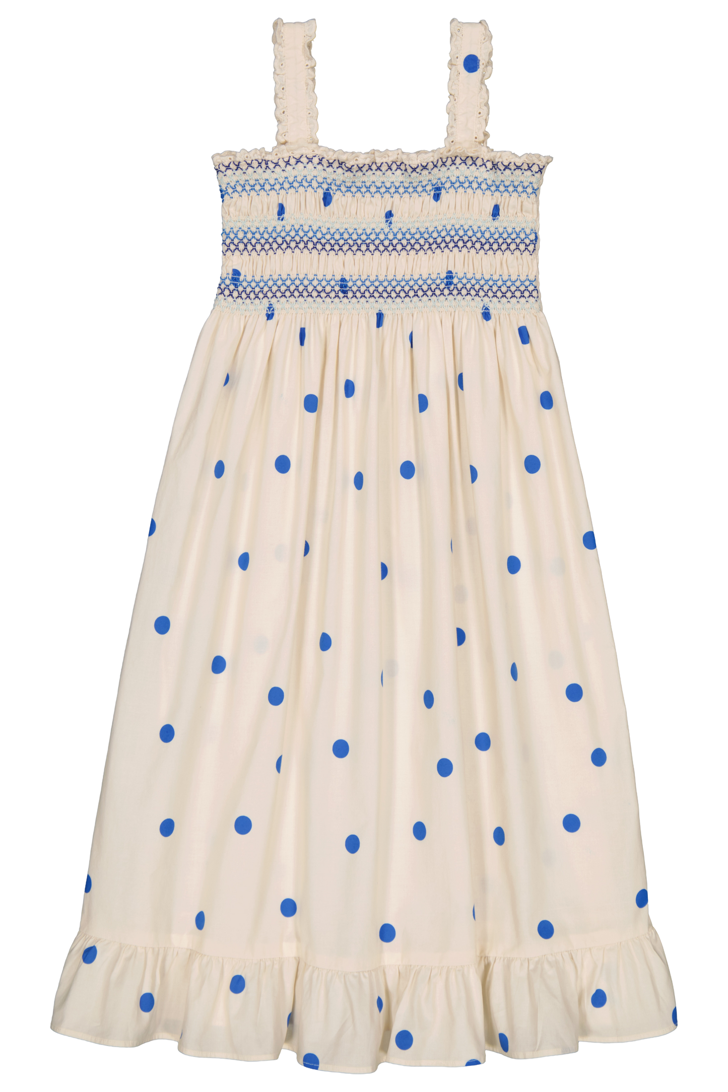 Zaza Smocked Dress - Dots Blue