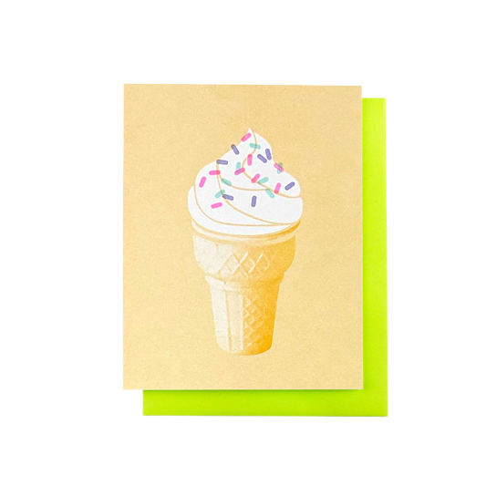 Ice Cream Cone Risograph Card