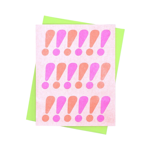 Neon Exclamations Card Risograph Card