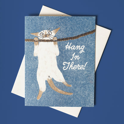 Hang In There! Cat Risograph Card