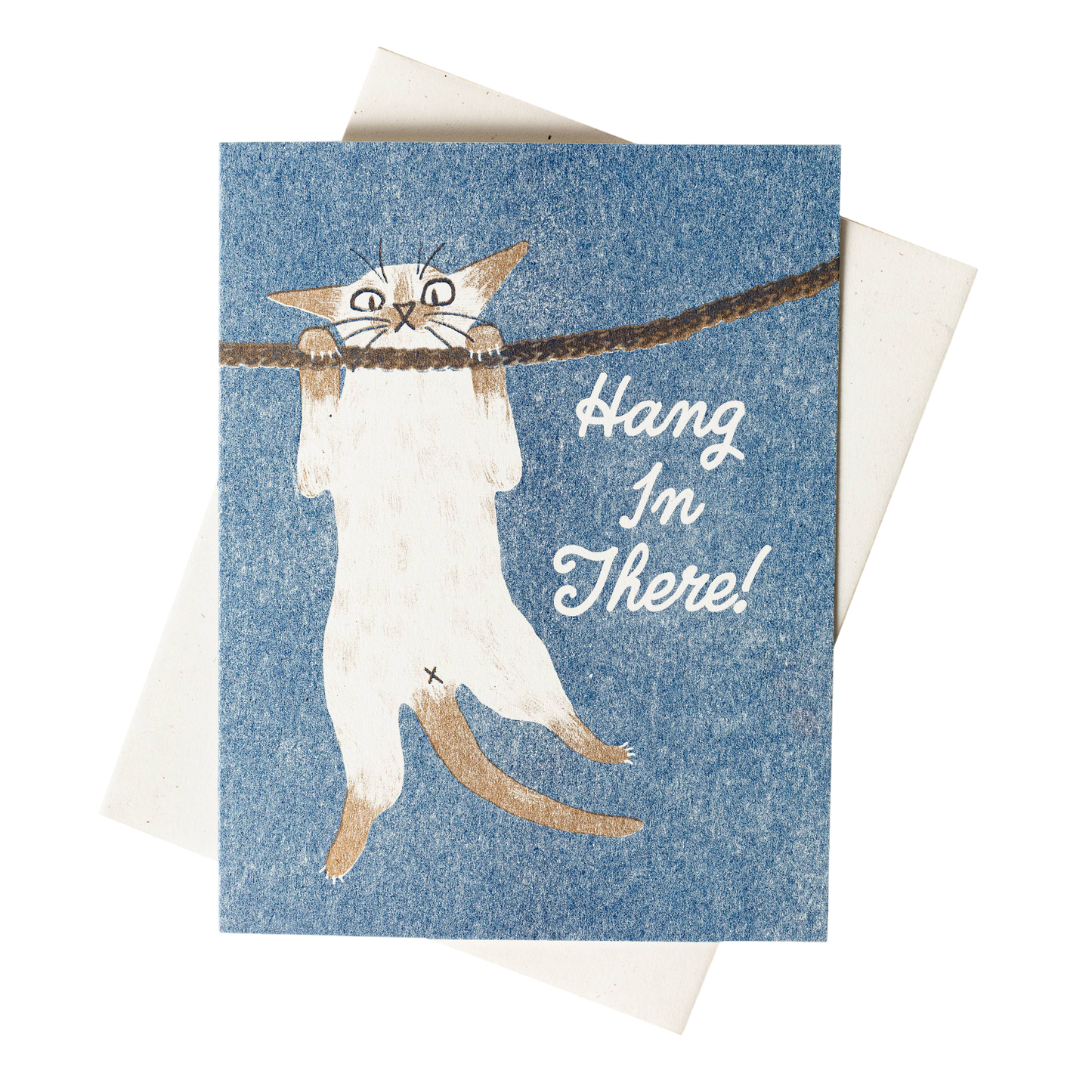 Hang In There! Cat Risograph Card