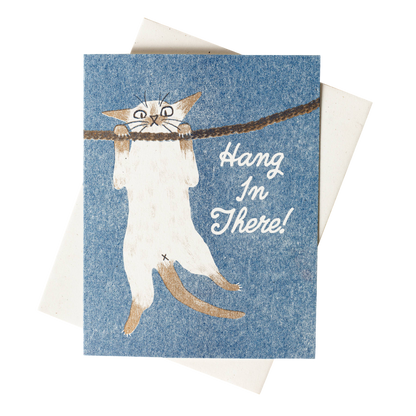 Hang In There! Cat Risograph Card