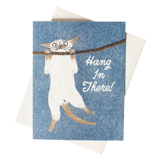 Hang In There! Cat Risograph Card