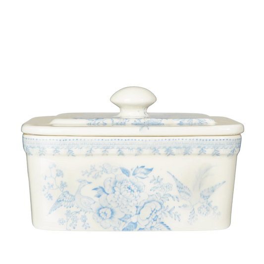 Blue Asiatic Pheasants Butter Dish