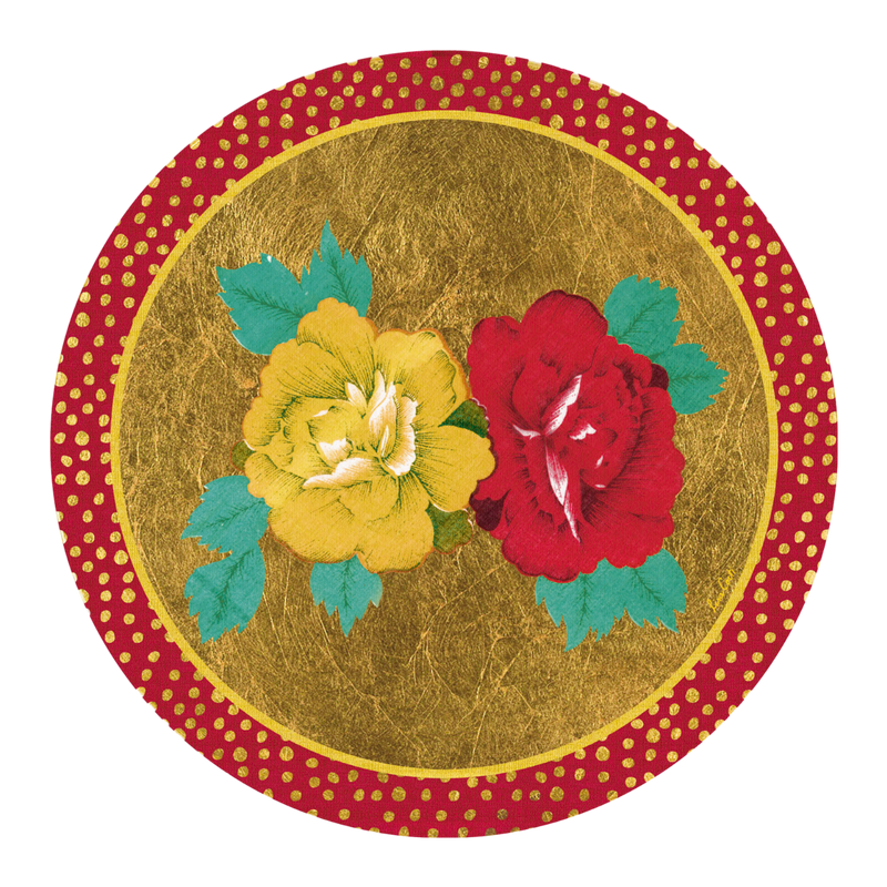 Gold Foil Placemat - Red Flower
