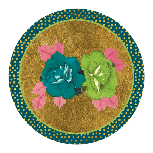 Gold Foil Placemat - Peacock Flower