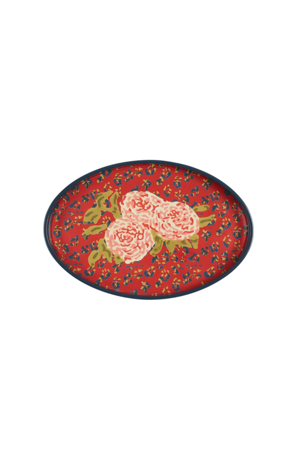 Oval Tray - Leopard Flower Red