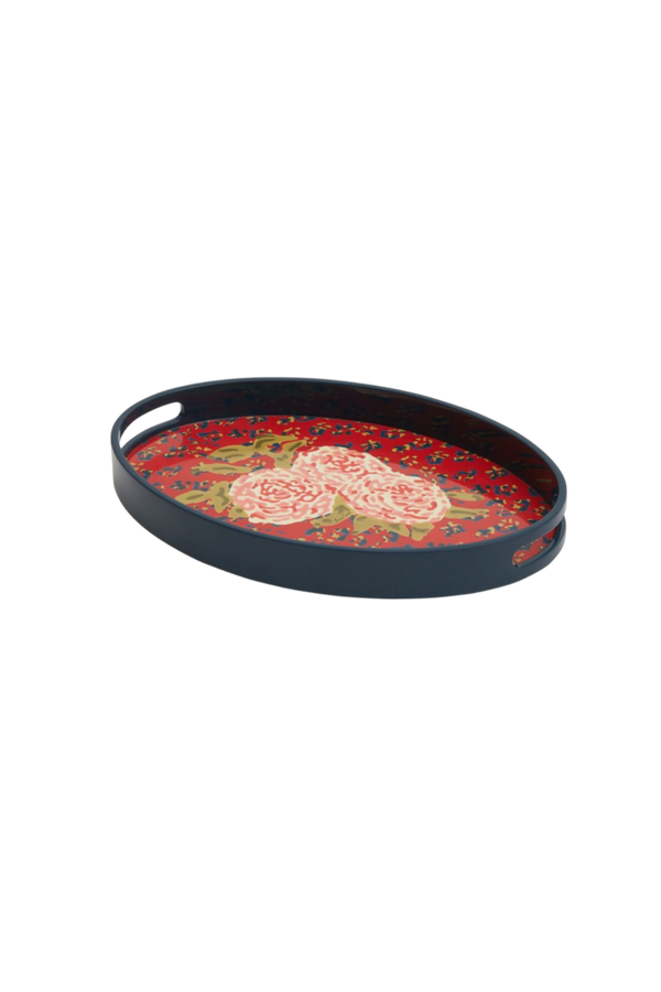 Oval Tray - Leopard Flower Red