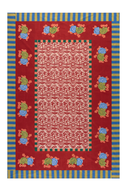 Cotton Tablecloth - Indian Tiger Red