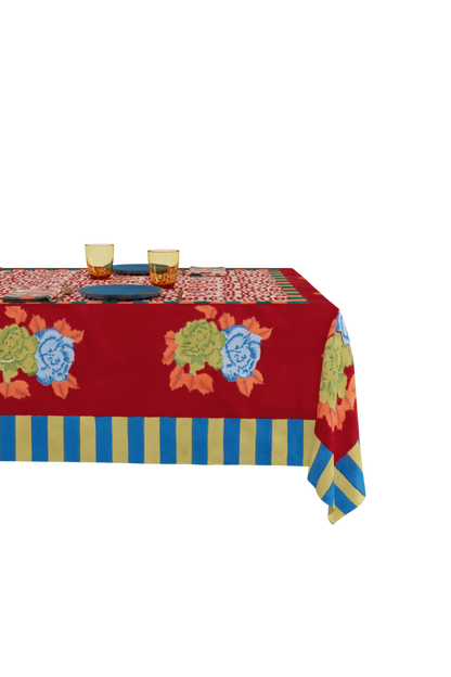Cotton Tablecloth - Indian Tiger Red