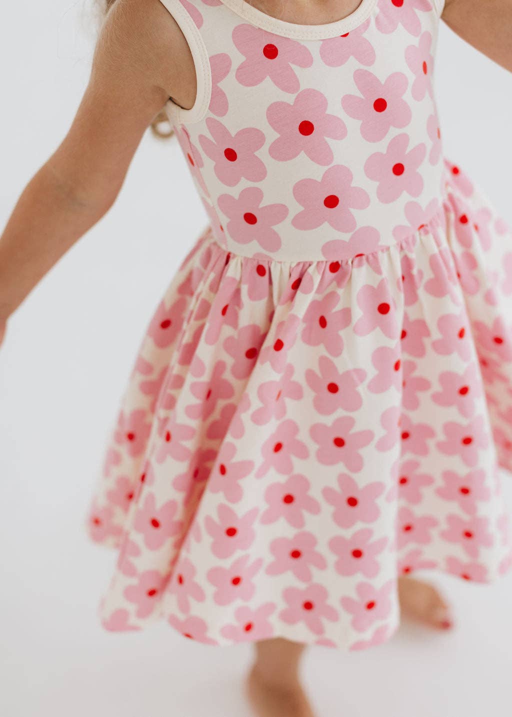 Sleeveless Twirl Dress - Pink Daisies