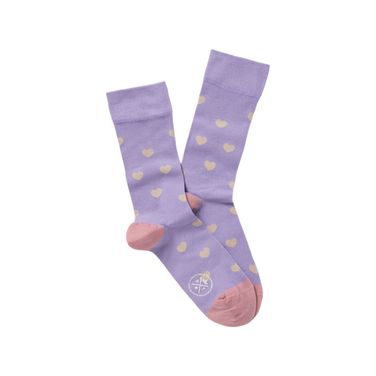 Heart Pattern Socks - Purple/Yellow