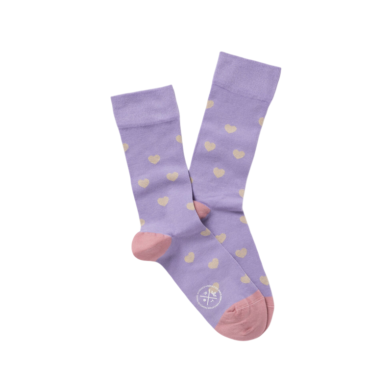 Heart Pattern Socks - Purple/Yellow