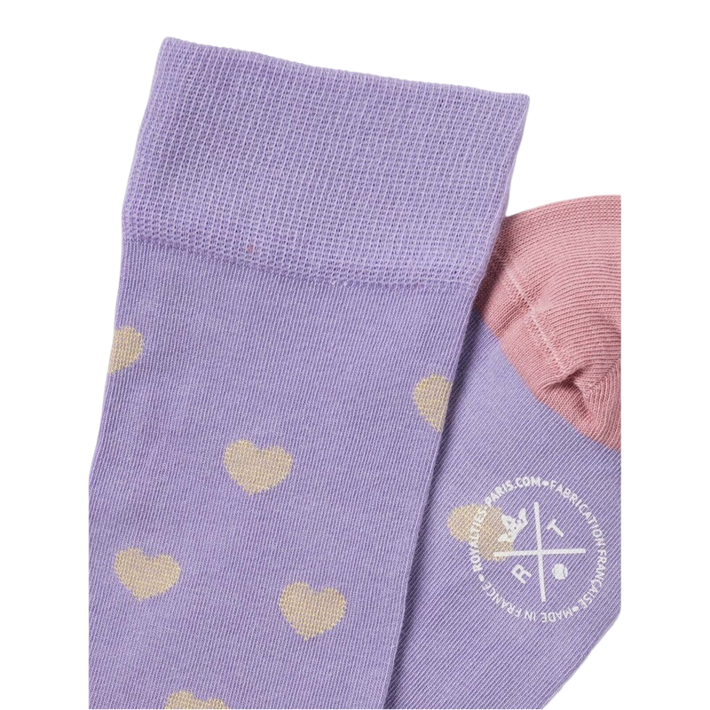 Heart Pattern Socks - Purple/Yellow