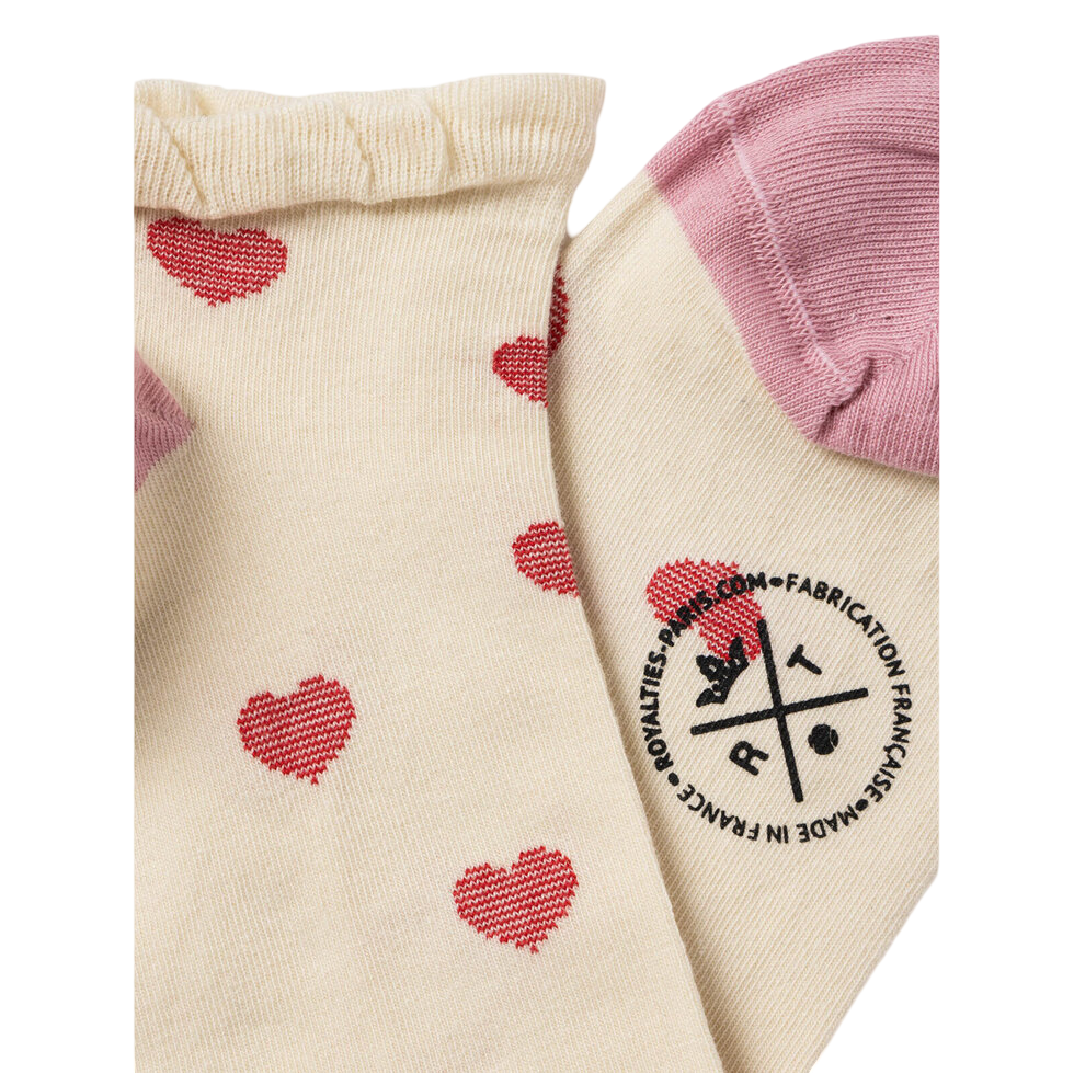 Heart Pattern Ankle Socks with Ruffle Top
