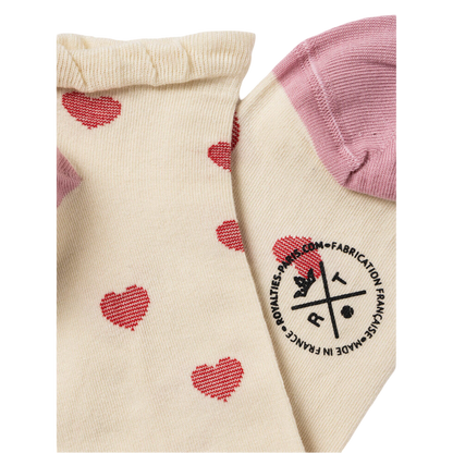 Heart Pattern Ankle Socks with Ruffle Top