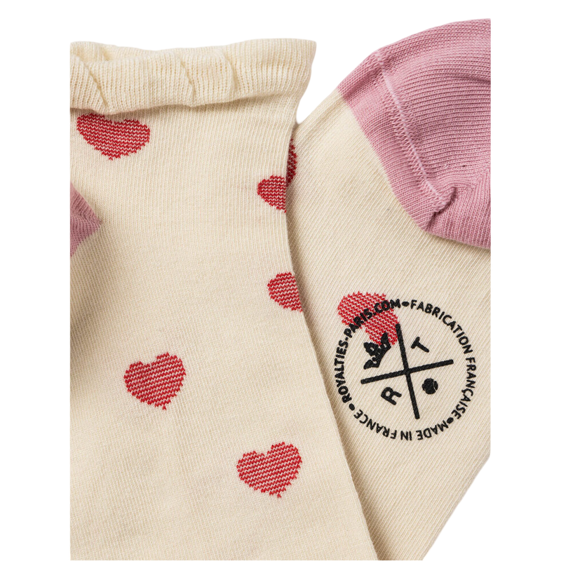 Heart Pattern Ankle Socks with Ruffle Top