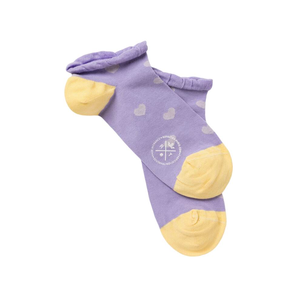 Heart Pattern Ankle Socks with Ruffle Top