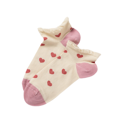 Heart Pattern Ankle Socks with Ruffle Top