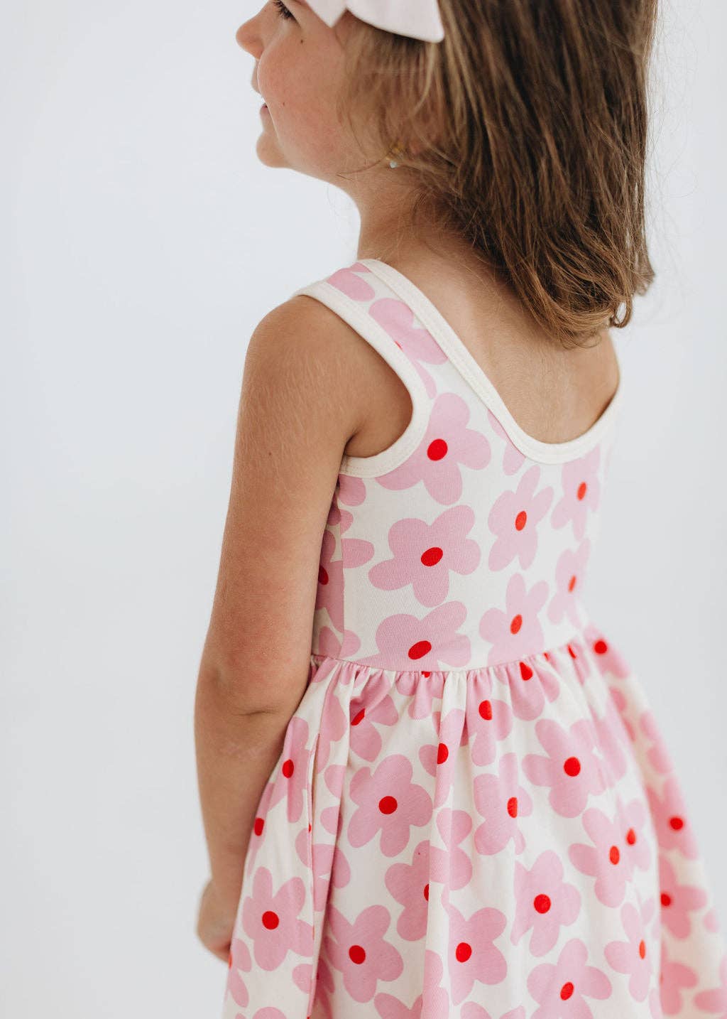 Sleeveless Twirl Dress - Pink Daisies