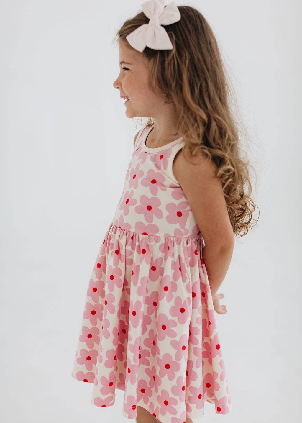 Sleeveless Twirl Dress - Pink Daisies