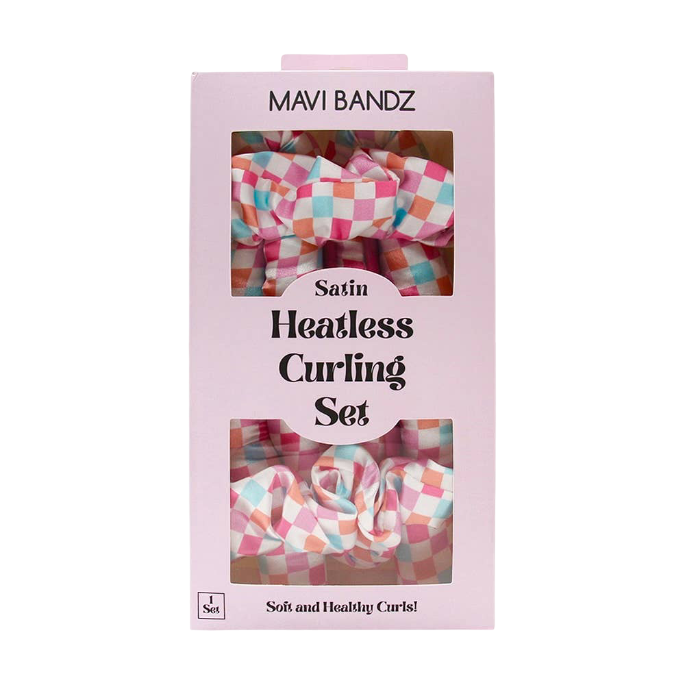 Satin Heatless Curling Set - Rainbow Check
