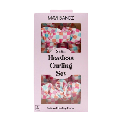 Satin Heatless Curling Set - Rainbow Check