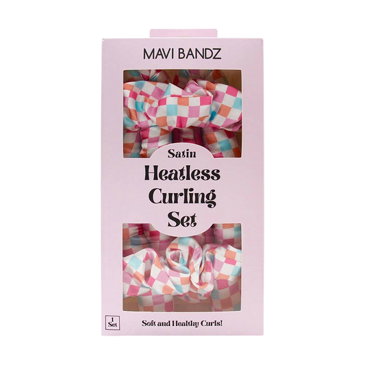 Satin Heatless Curling Set - Rainbow Check