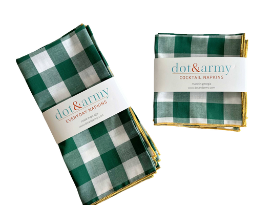 Gingham Check Cloth Napkins - Set of 4