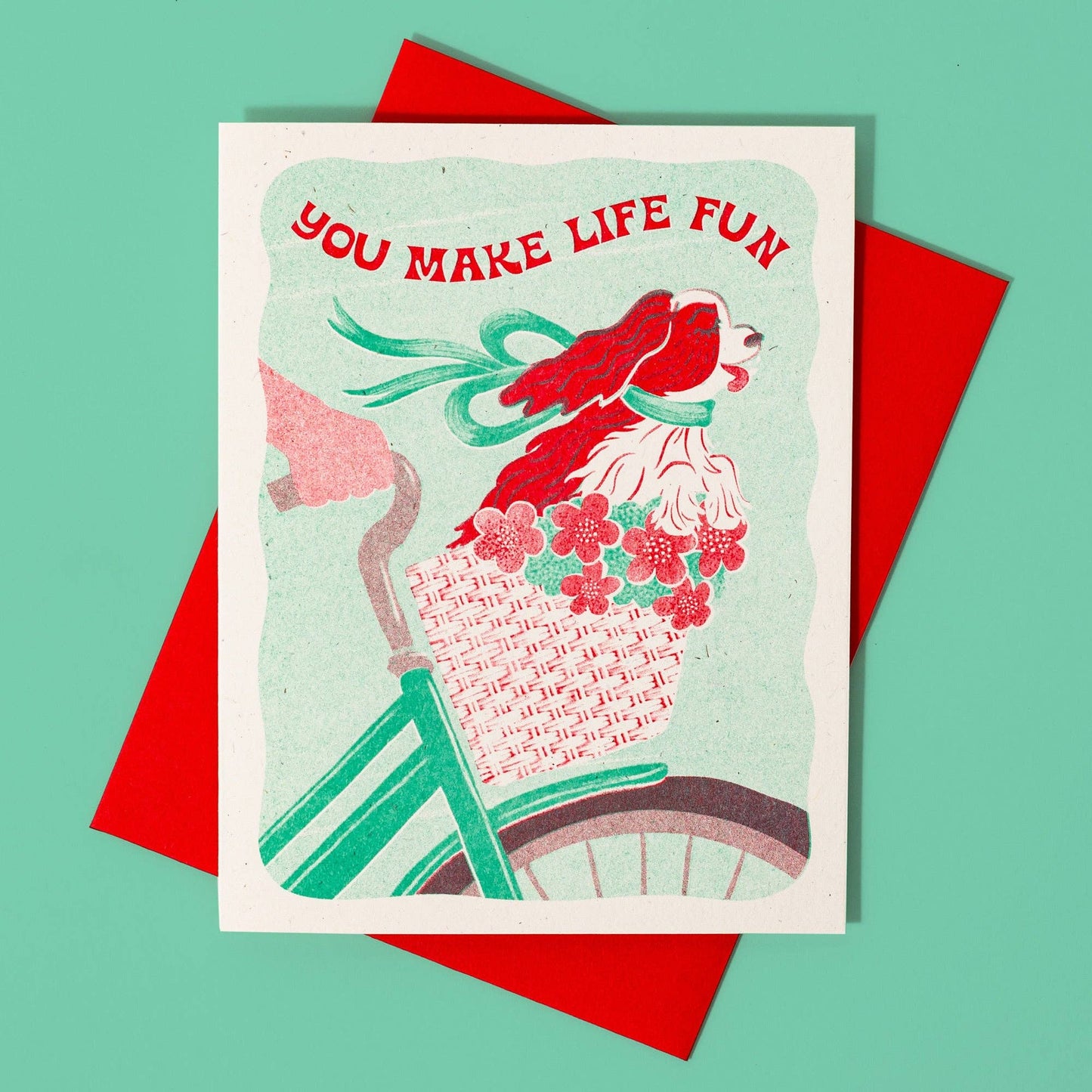 You Make Life Fun Dog Risograph Card