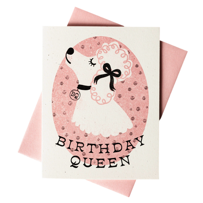 Birthday Queen Dog Risograph Card