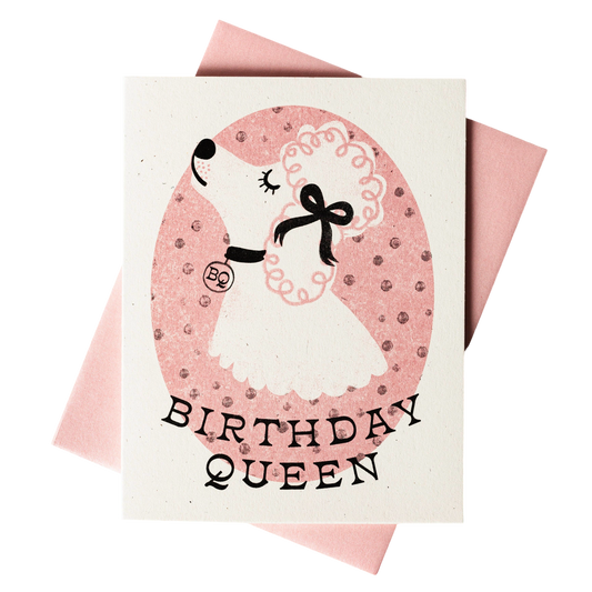 Birthday Queen Dog Risograph Card