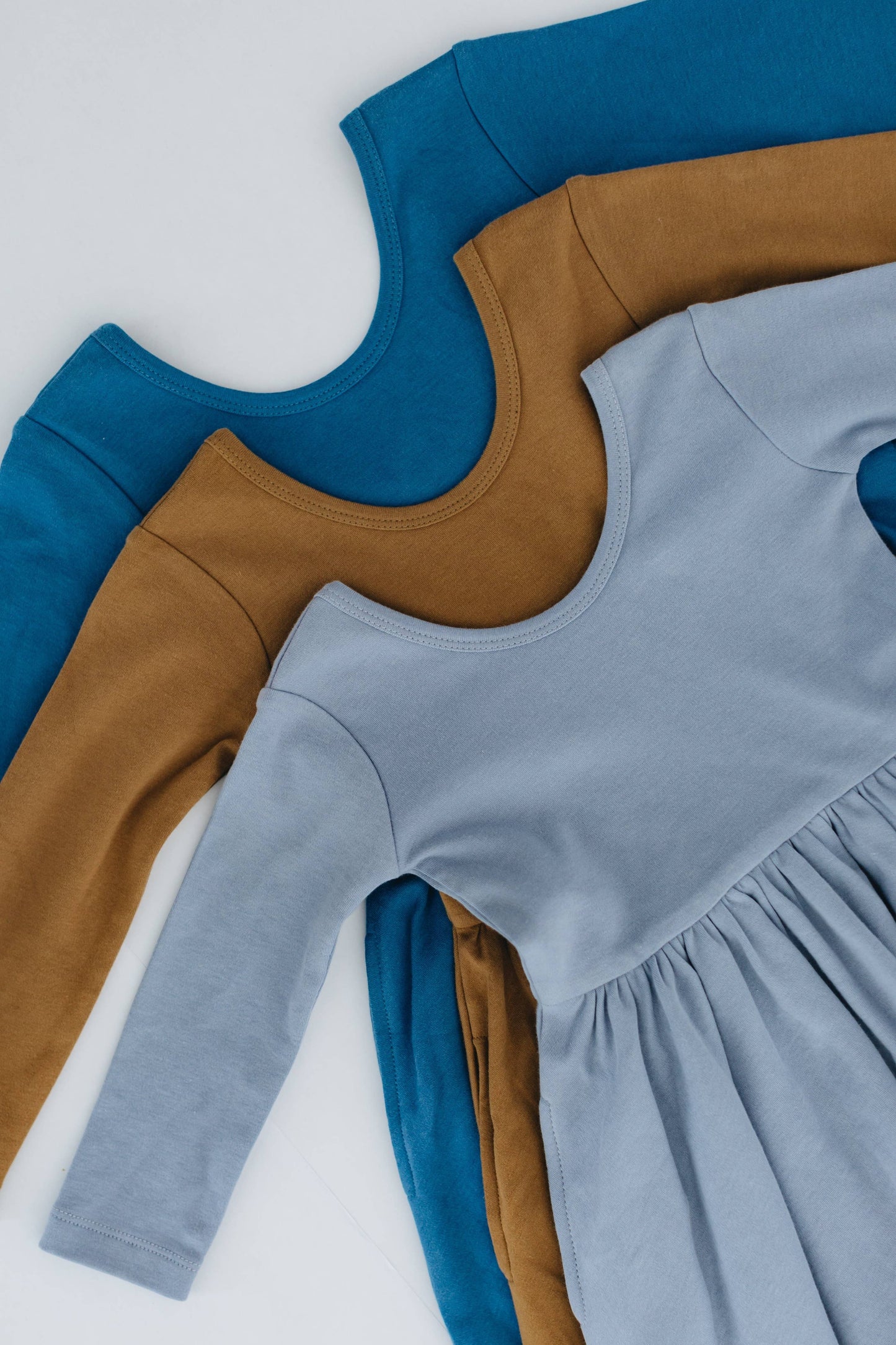 Three-Quarter Sleeve Twirl Dress -  Dusty Blue