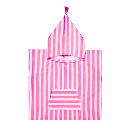 Striped Towel Poncho - Strawberry