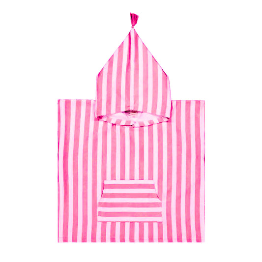 Striped Towel Poncho - Strawberry