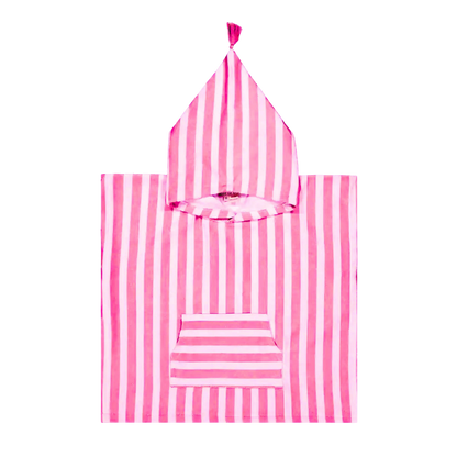 Striped Towel Poncho - Strawberry