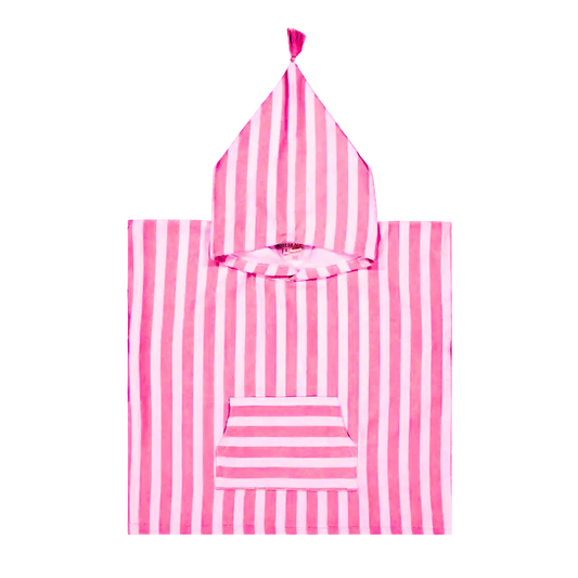 Striped Towel Poncho - Strawberry