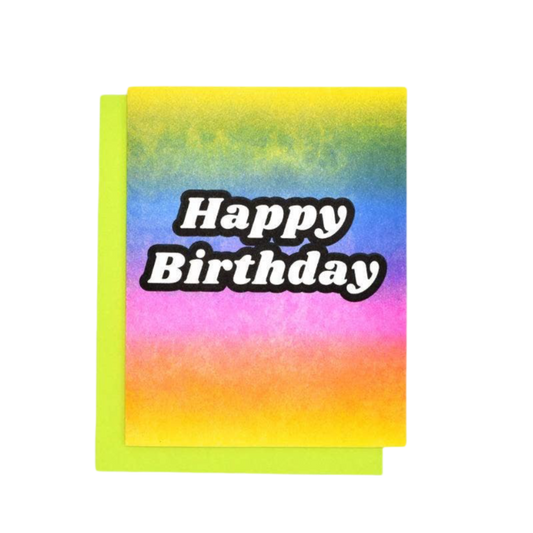 "Happy Birthday" Rainbow Gradient Risograph Card