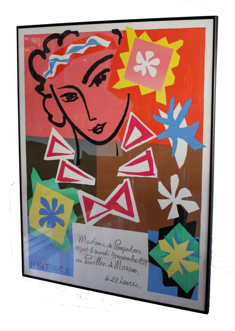 Framed Matisse Lithograph Poster after "Madame de Pompadour, Pavillon de Marsan, 1951"