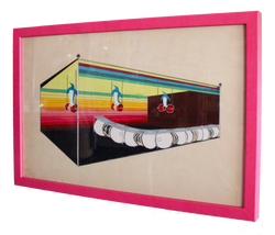Framed Original 1940 Gouache Painting by Raymonde Delpy “Penguin Wool”
