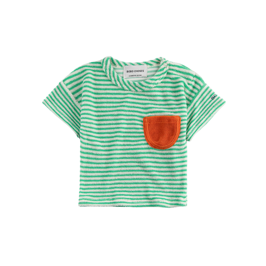 Green Stripes Terry Cloth T-Shirt