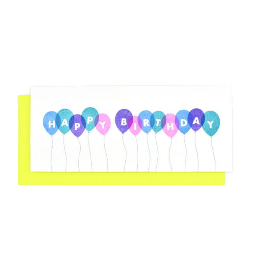 Happy Birthday Balloons Risograph Card