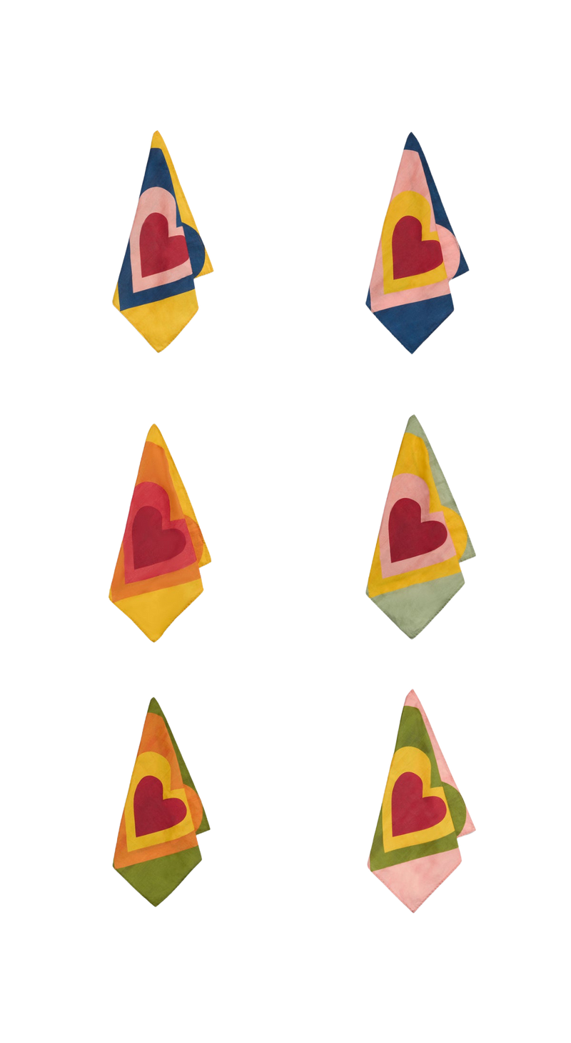 Heart Linen Napkins - Set of Six