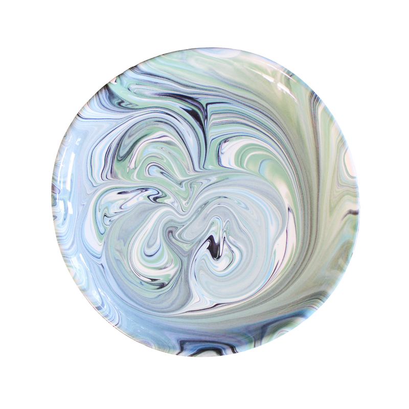 Marbled Ceramic Dinner Plate - Nuage (Green/Black)