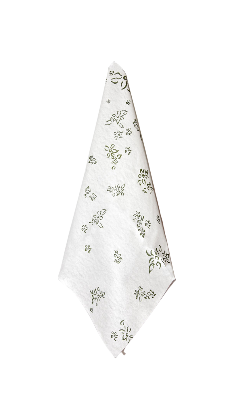 Set of 12 Falling Flower Paper Napkins - Avocado Green