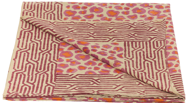 Block Print Tablecloth - Pink Leopard