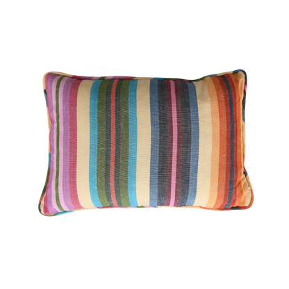 Mini Rainbow Stripe Bolster with Piping
