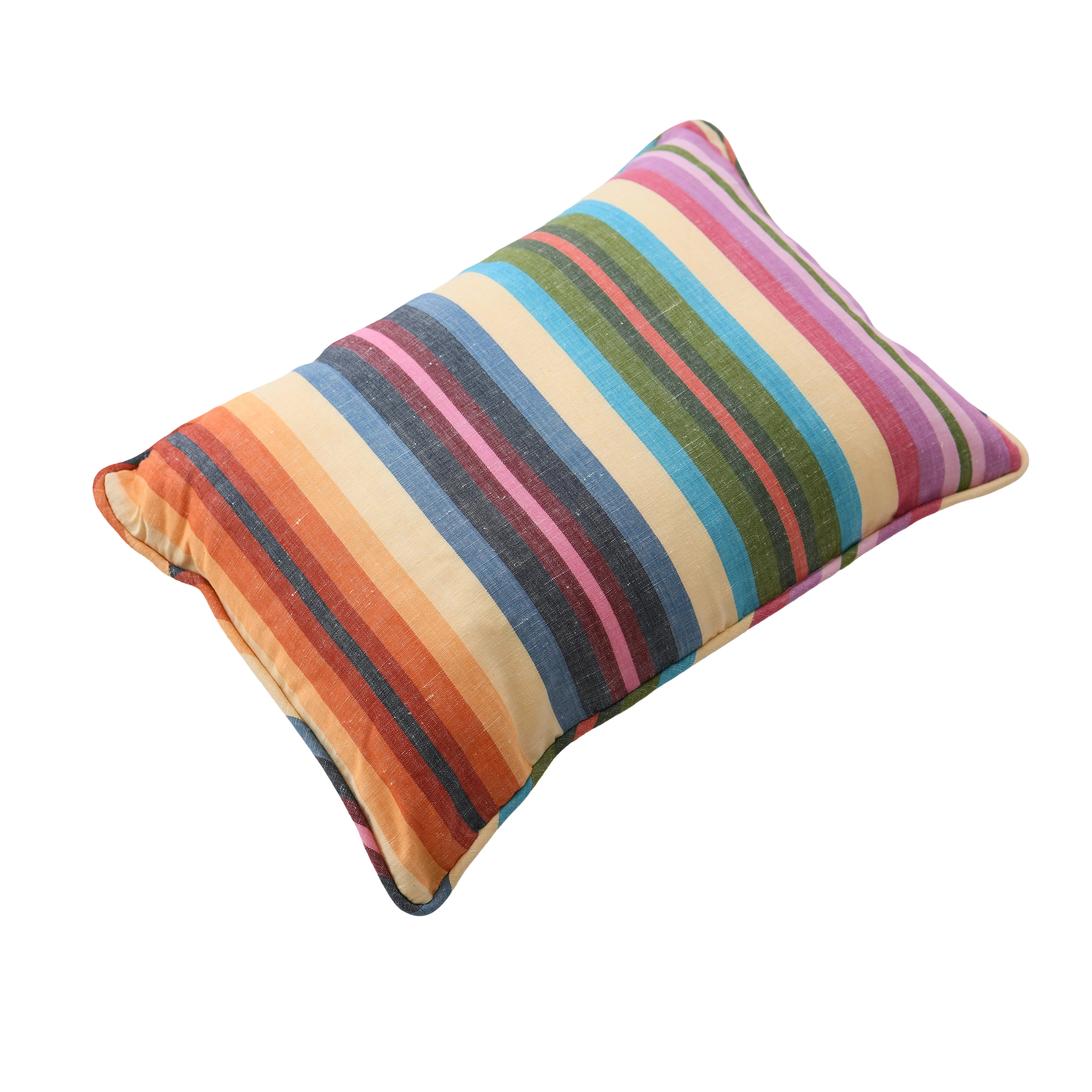 Mini Rainbow Stripe Bolster with Piping