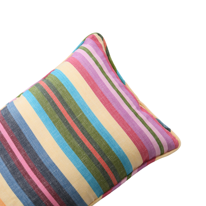 Mini Rainbow Stripe Bolster with Piping
